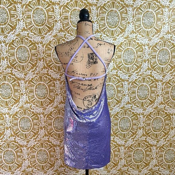 NWOT The Attico Audrey Lilac Sleeveless Open Back Sequin Mini Dress sz 42 US 4-6 - Picture 12 of 16
